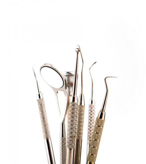 Free photo dental tools and equipment. over white background