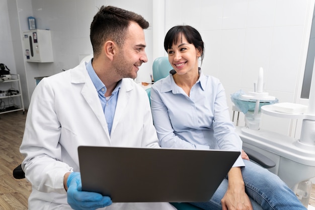 Dentist doing a check up on the patient