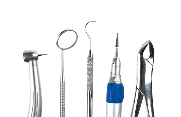 Dentist tools in row