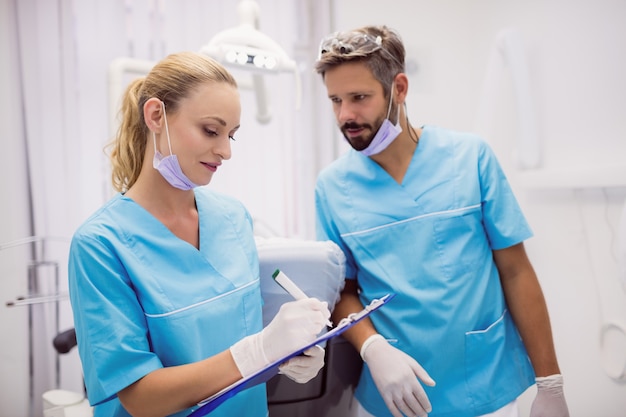 Dentists interacting with each other