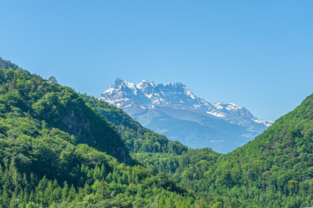 Dents du Midi mountain with multiple summits in Switzerland