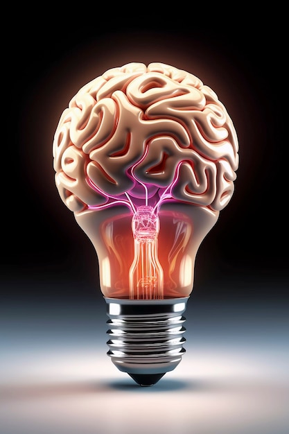 Изображение человеческого мозга или интеллекта как лампочки