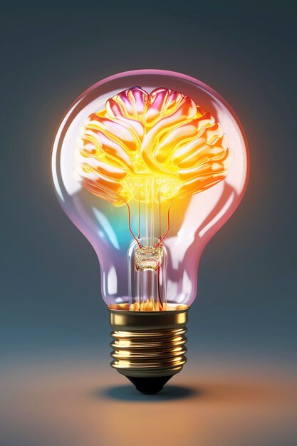 Depiction of human brain or intellect as lightbulb