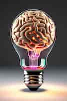 Foto gratuita rappresentazione del cervello umano o dell'intelletto come lampadina
