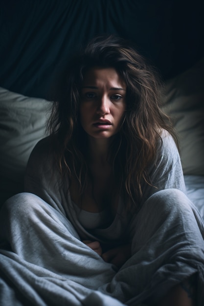 Depressed person in bed