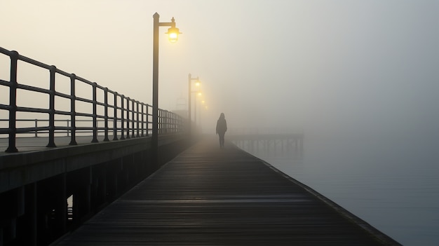 Foto gratuita persona depressa che cammina da sola