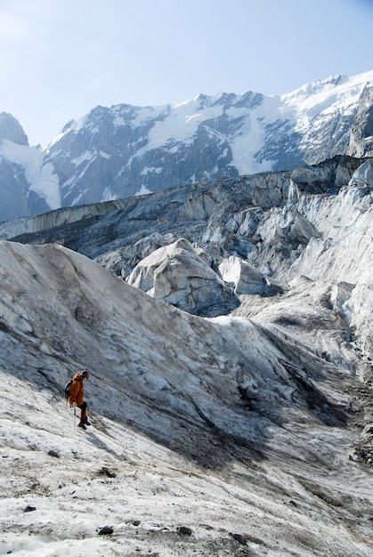 Descending mountaineer