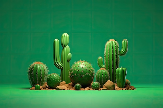 Бесплатное фото Пустынные кактусы в студийной аранжировке