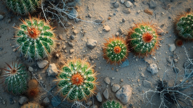 Foto gratuita cactus del deserto in natura vista dall'alto