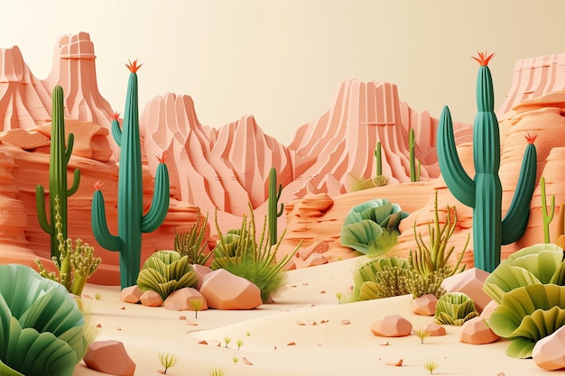 Desert cacti  in nature