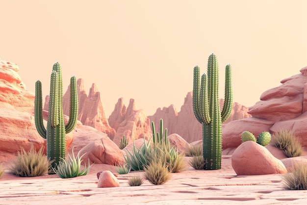 Free photo desert cacti  in nature