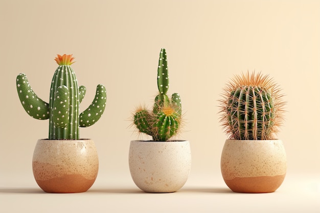 Free photo desert cacti in studio arrangement