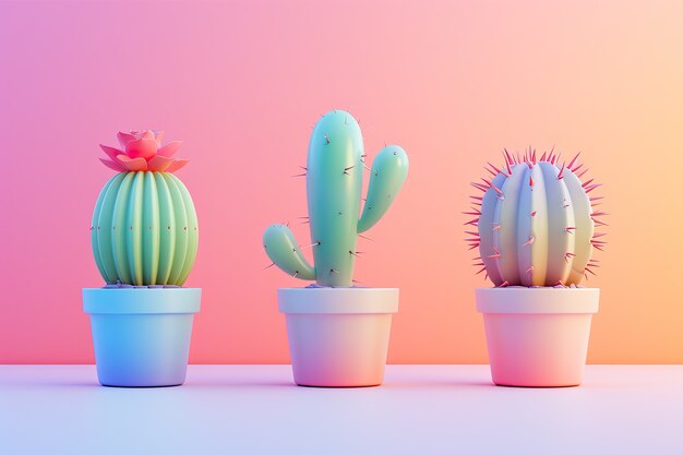 Desert cacti in studio arrangement