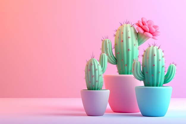 Desert cacti in studio arrangement
