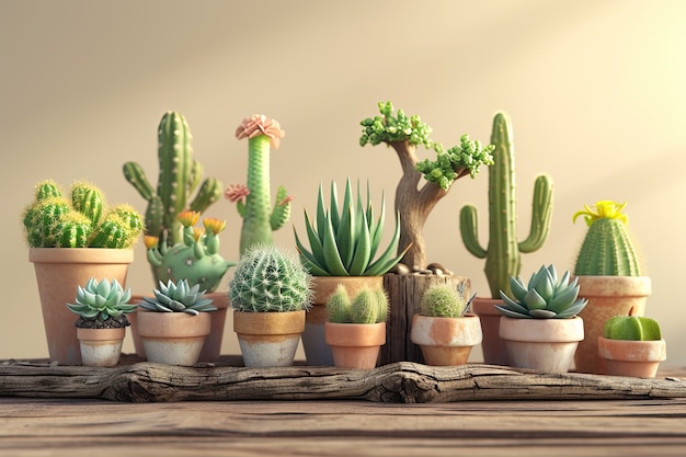 Free photo desert cacti in studio arrangement