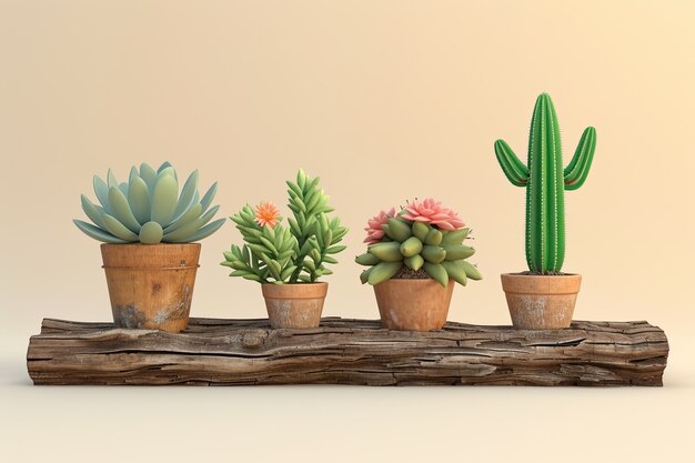 Desert cacti in studio arrangement