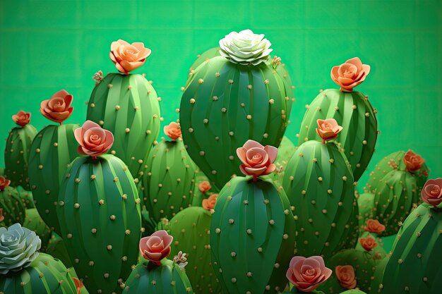 Desert cacti in studio arrangement