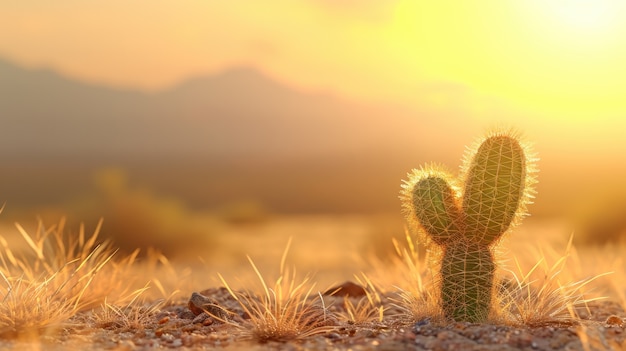 カクティの種と植物の砂漠の風景