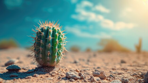 Desert landscape with cacti species and plant