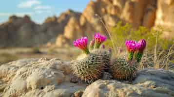 Free photo desert landscape with cacti species and plant