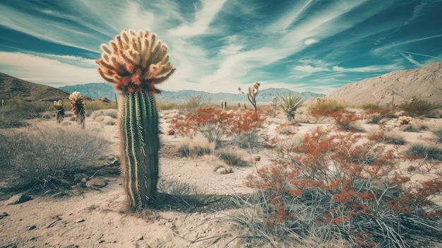 Foto gratuita paesaggio desertico con specie di cactus e piante