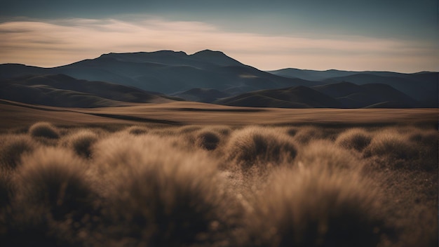 無料写真 背景に山がある砂漠の風景3dレンダリング