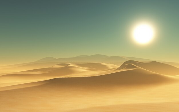 砂漠のシーンのレンダリング3D