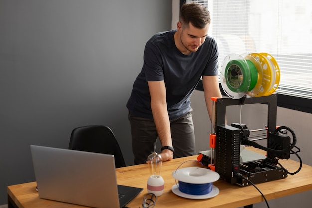 Designer using a 3d printer