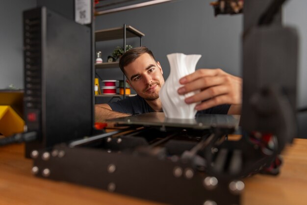 Designer using a 3d printer
