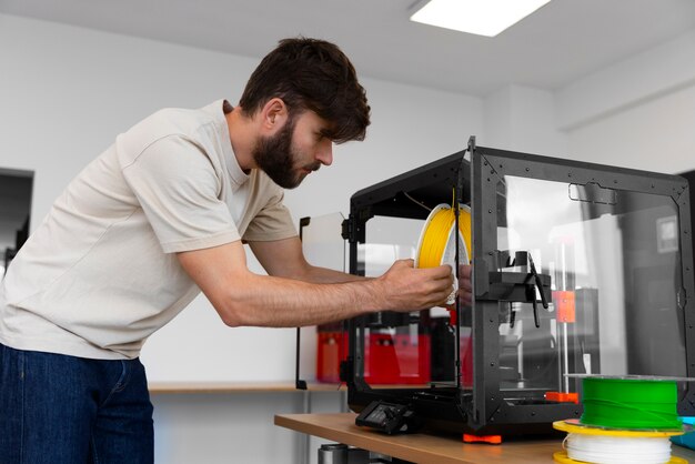 Designer using a 3d printer