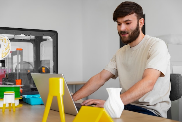 Designer using a 3d printer