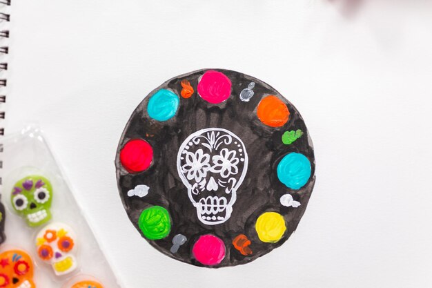 Premium Photo Designing Six Layer Chocolate Cake For Dia De Los Muertos Holiday