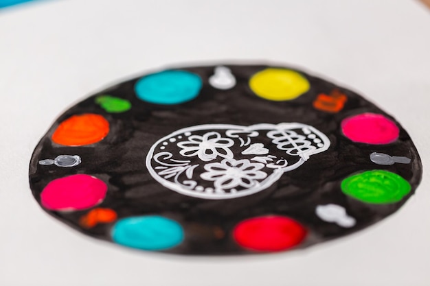 Premium Photo Designing Six Layer Chocolate Cake For Dia De Los Muertos Holiday