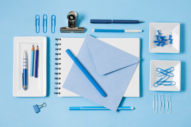 Desk composition above view