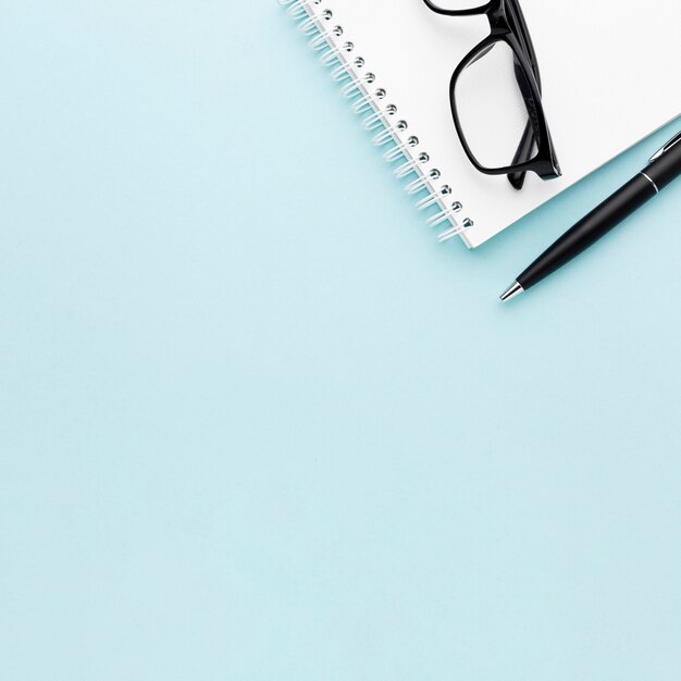 Desk concept arrangement with glasses