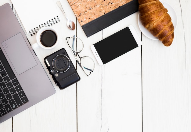 Desk office with objects