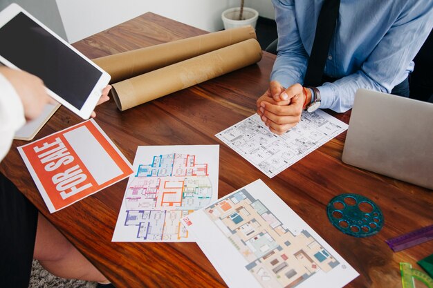 Desk of real estate agent