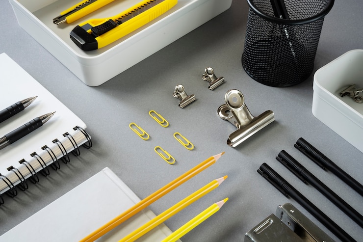 Free Photo desk supplies composition high angle
