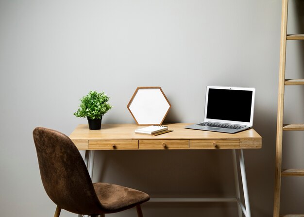 Desk with chair and ladder