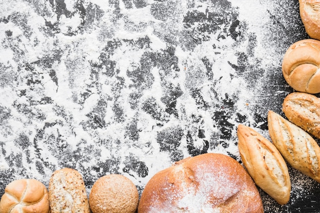 Desktop with bread loafs 