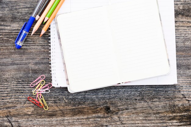 Desktop with notebooks and stationery