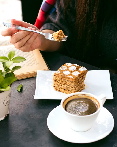 Dessert and cup of coffee