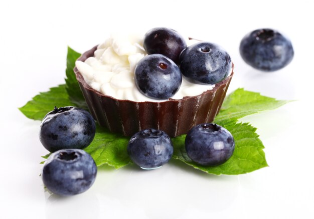 Dessert with blueberry and cottage cheese