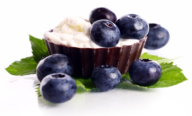 Dessert with blueberry and cottage cheese