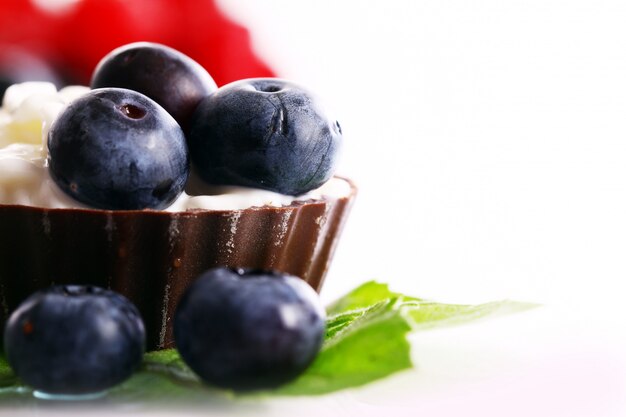 Dessert with blueberry and cottage cheese