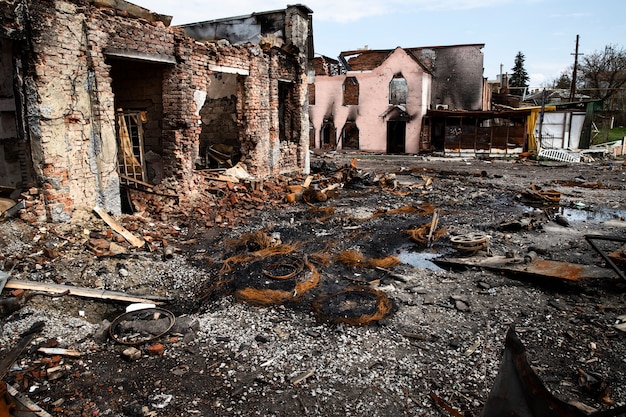 Destroyed buildings russian's war in ukraine