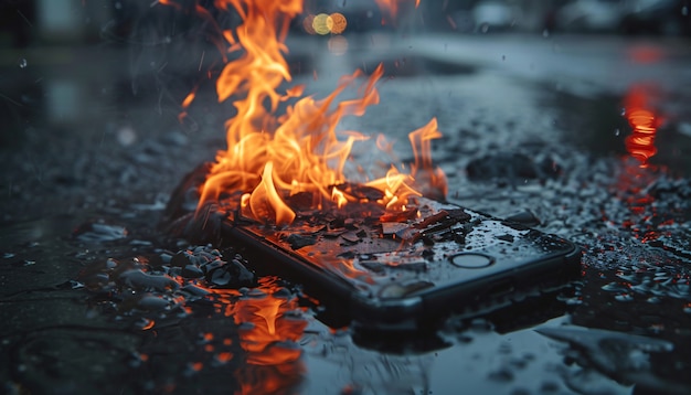 Foto gratuita destruzione della scena degli smartphone