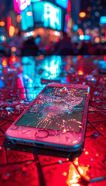 Foto gratuita destruzione della scena degli smartphone