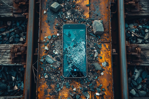 Free photo destruction of smartphones ilustrated