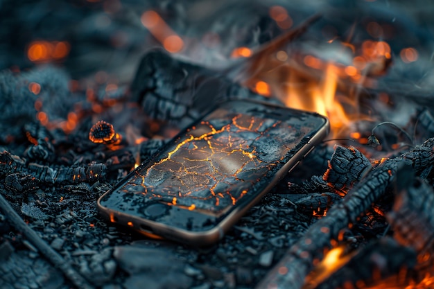 Free photo destruction of smartphones ilustrated